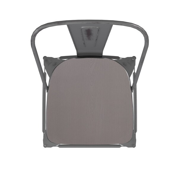 Flash Furniture Silver Metal Stool with Gray Poly Seat - ET-3534-24-SIL-PL1G-GG