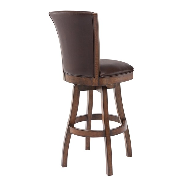 Armen Living Raleigh 26" Counter Height Swivel Wood Barstool in Chestnut Finish and Kahlua Faux Leather - LCRABASIKACH26