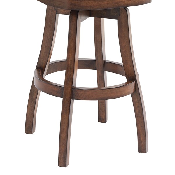 Armen Living Raleigh 26" Counter Height Swivel Wood Barstool in Chestnut Finish and Kahlua Faux Leather - LCRABASIKACH26