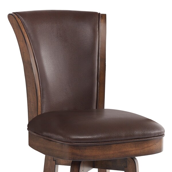 Armen Living Raleigh 26" Counter Height Swivel Wood Barstool in Chestnut Finish and Kahlua Faux Leather - LCRABASIKACH26