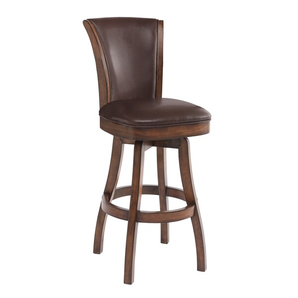 Armen Living Raleigh 26" Counter Height Swivel Wood Barstool in Chestnut Finish and Kahlua Faux Leather - LCRABASIKACH26