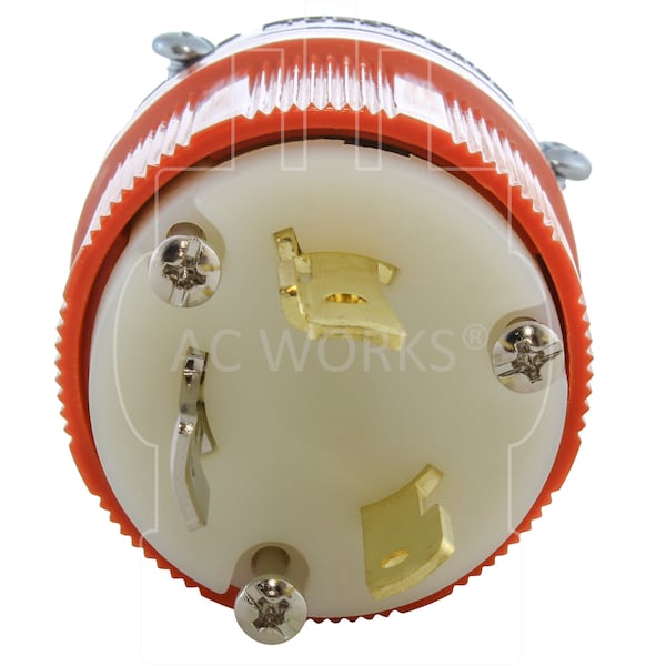 Ac Works NEMA L7-30P 30A 277V 3-Prong Locking Male Plug with UL, C-UL Approval in Orange - ASL730P