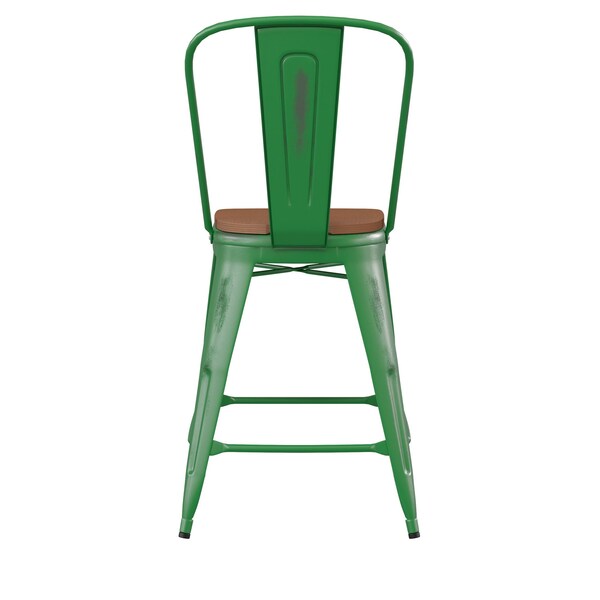 Flash Furniture Red Metal Stool with Red Poly Seat - ET-3534-24-GN-PL1T-GG
