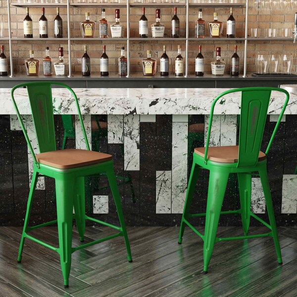 Flash Furniture Red Metal Stool with Red Poly Seat - ET-3534-24-GN-PL1T-GG