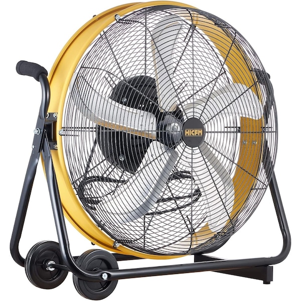 Edendirect 24in 3 Speeds High Velocity Internal Oscillating Barrel Floor Fan Yellow with 1/4 - IR-FAN7807
