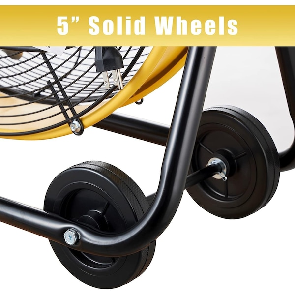 Edendirect 24in 3 Speeds High Velocity Internal Oscillating Barrel Floor Fan Yellow with 1/4 - IR-FAN7807