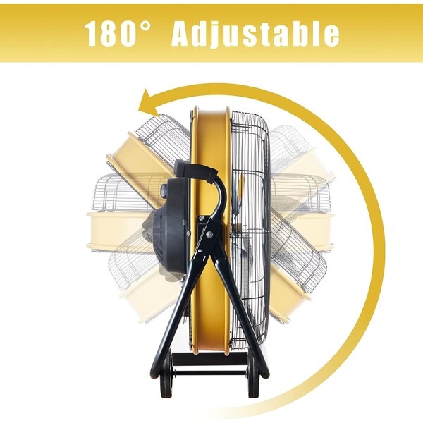 Edendirect 24in 3 Speeds High Velocity Internal Oscillating Barrel Floor Fan Yellow with 1/4 - IR-FAN7807
