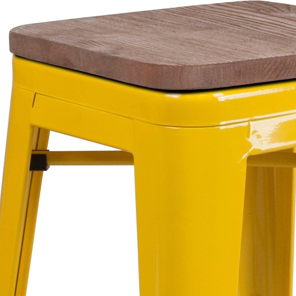 Flash Furniture Yellow Metal Counter Stool, 24" - 4-CH-31320-24-YL-WD-GG