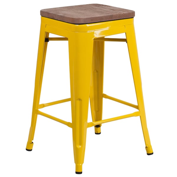 Flash Furniture Yellow Metal Counter Stool, 24" - 4-CH-31320-24-YL-WD-GG