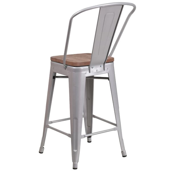 Flash Furniture Silver Metal Counter Stool, 24" - 4-CH-31320-24GB-SIL-WD-GG