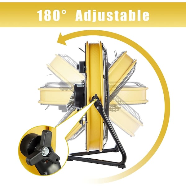 Edendirect 20in Heavy Duty Shroud Fan, Yellow, IP 44, Enclosed 1/4, High Velocity Air Circulator - IR-FAN7805