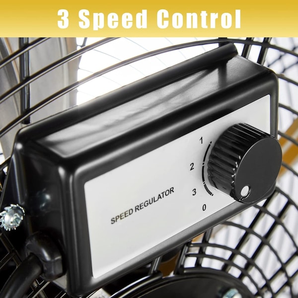 Edendirect 20in Heavy Duty Shroud Fan, Yellow, IP 44, Enclosed 1/4, High Velocity Air Circulator - IR-FAN7805