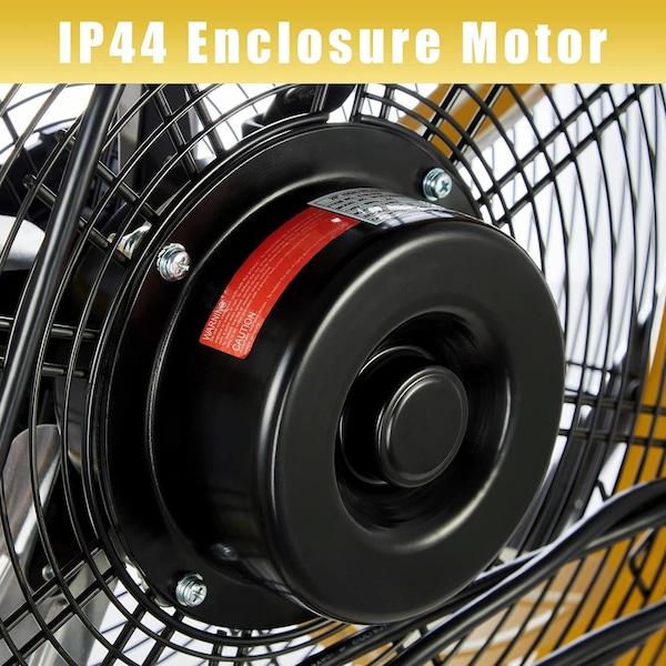 Edendirect 20in Heavy Duty Shroud Fan, Yellow, IP 44, Enclosed 1/4, High Velocity Air Circulator - IR-FAN7805