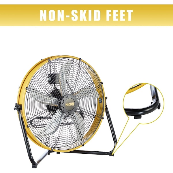 Edendirect 20in Heavy Duty Shroud Fan, Yellow, IP 44, Enclosed 1/4, High Velocity Air Circulator - IR-FAN7805