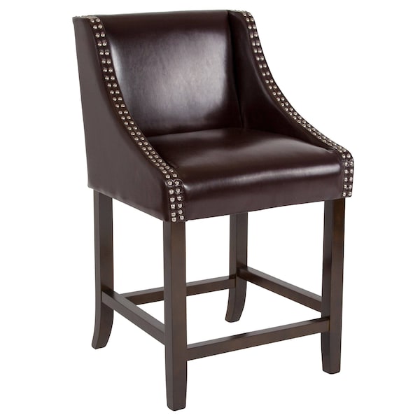 Flash Furniture Brown Leather/Wood Stool, 24" - 2-CH-182020-24-BN-GG