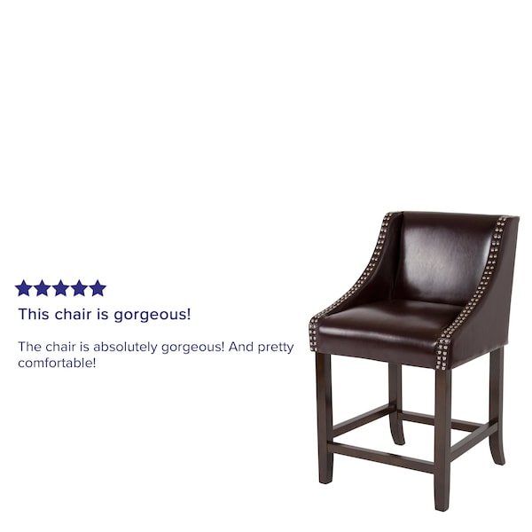 Flash Furniture Brown Leather/Wood Stool, 24" - 2-CH-182020-24-BN-GG