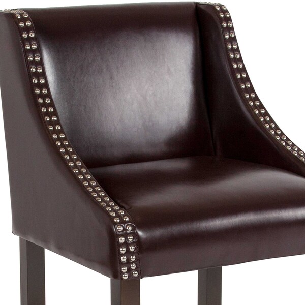 Flash Furniture Brown Leather/Wood Stool, 24" - 2-CH-182020-24-BN-GG