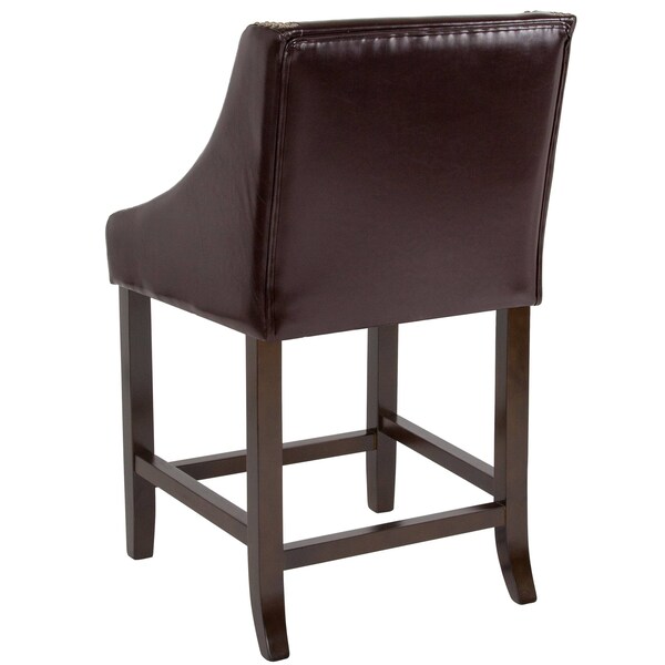 Flash Furniture Brown Leather/Wood Stool, 24" - 2-CH-182020-24-BN-GG