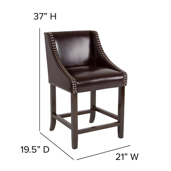 Flash Furniture Brown Leather/Wood Stool, 24" - 2-CH-182020-24-BN-GG