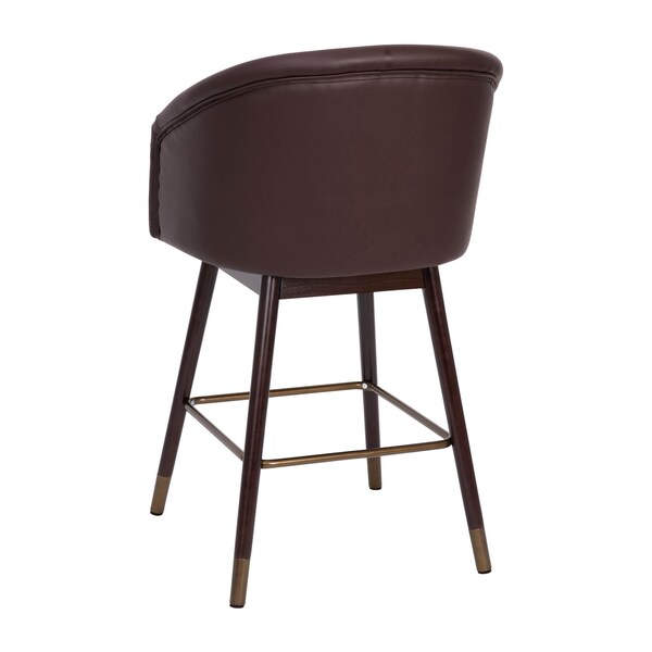 Flash Furniture 26" Brown LeatherSoft Barstool with Wood Legs, PK 2 - 2-AY-1928-26-BR-GG