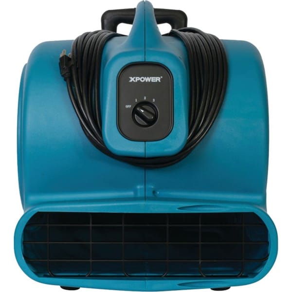 Xpower Air Mover W/ Telescopic Handle and Wheels, 1 HP, 3600 CFM, 8.5 Amps, 4 Positions, 3 Speeds - X-830H