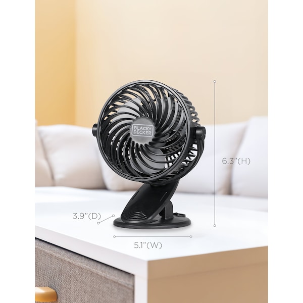 Black & Decker 4 in. Convertible Cooling Fan, Clip Fan and Standing Fan with 3 Speed Settings, 2PK - BFDC42PK