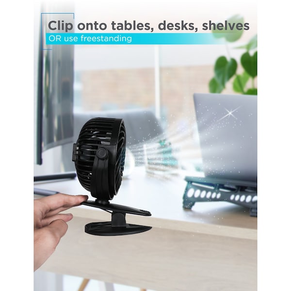 Black & Decker 4 in. Convertible Cooling Fan, Clip Fan and Standing Fan with 3 Speed Settings, 2PK - BFDC42PK