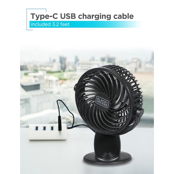 Black & Decker 4 in. Convertible Cooling Fan, Clip Fan and Standing Fan with 3 Speed Settings, 2PK - BFDC42PK