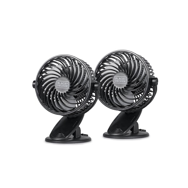 Black & Decker 4 in. Convertible Cooling Fan, Clip Fan and Standing Fan with 3 Speed Settings, 2PK - BFDC42PK