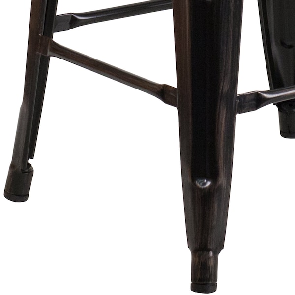 Flash Furniture Black-Antique Metal Stool, 24" - 4-CH-31320-24-BQ-WD-GG