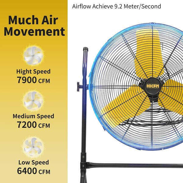 Edendirect 24 in. 3 Speeds Roll-About Tilt Stand Fan with Ball Bearing Powerful 2/5HP Motor - IR-FANR24T