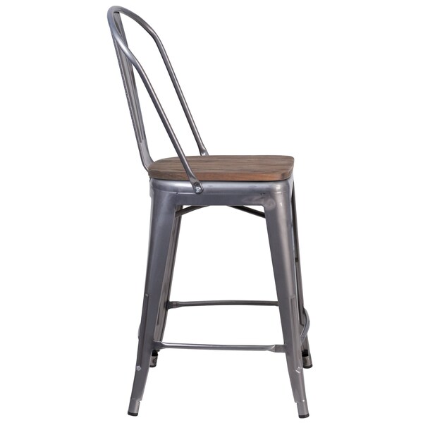 Flash Furniture Clear Metal Counter Stool, 24" - 4-XU-DG-TP001B-24-WD-GG