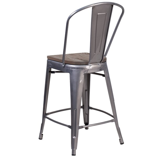 Flash Furniture Clear Metal Counter Stool, 24" - 4-XU-DG-TP001B-24-WD-GG
