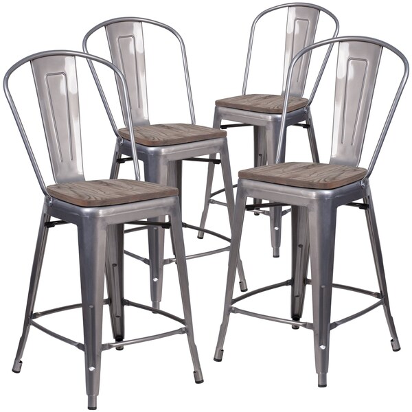 Flash Furniture Clear Metal Counter Stool, 24" - 4-XU-DG-TP001B-24-WD-GG