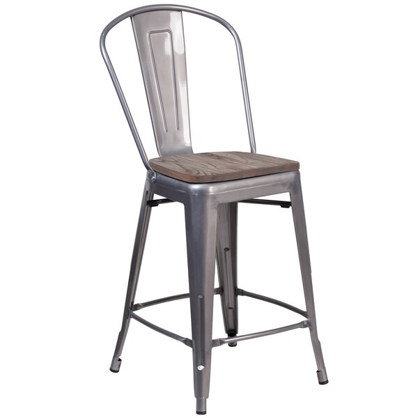 Flash Furniture Clear Metal Counter Stool, 24" - 4-XU-DG-TP001B-24-WD-GG