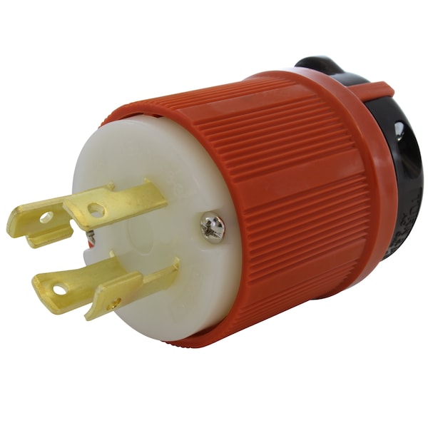 Ac Works NEMA L16-30P 3-Phase 30A 480V 4-Prong Locking Male Plug with UL, C-UL Approval in Orange - ASL1630P