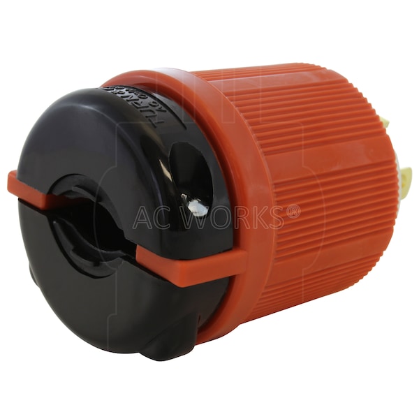 Ac Works NEMA L16-30P 3-Phase 30A 480V 4-Prong Locking Male Plug with UL, C-UL Approval in Orange - ASL1630P