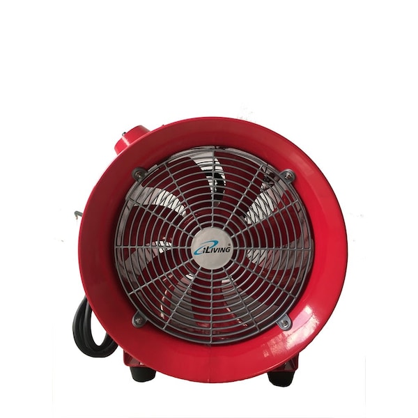 Iliving Explosion Proof 12 in. Ventilation Floor Fan, With 550-Watt, 2720 CFM, Red - ILG8EF12EX