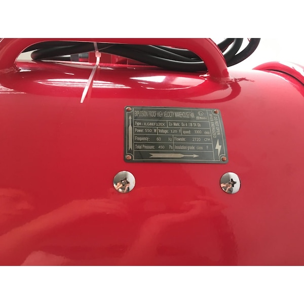 Iliving Explosion Proof 12 in. Ventilation Floor Fan, With 550-Watt, 2720 CFM, Red - ILG8EF12EX