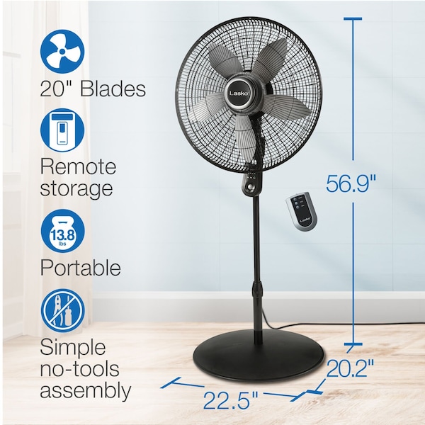 Lasko Pedestal Fan, Remote Control, User Manual, batteries - S20620