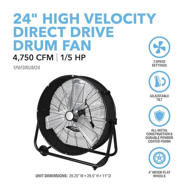 Perfect Aire Perfect Aire 29.75 in. H X 24 in. D Drum Fan - 1PAFDRUM24