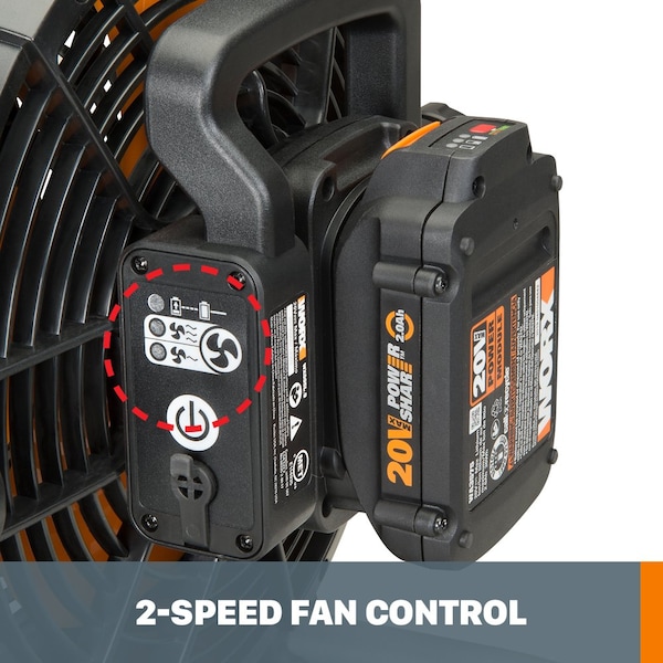 Worx 20V Power Share Cordless Work Fan, Battery and Charger Included - WX095L