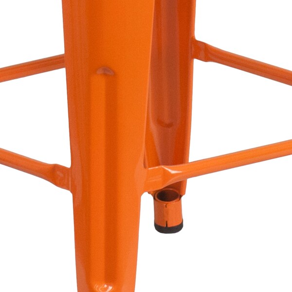 Flash Furniture Orange Metal Counter Stool, 24" - 4-CH-31320-24-OR-WD-GG