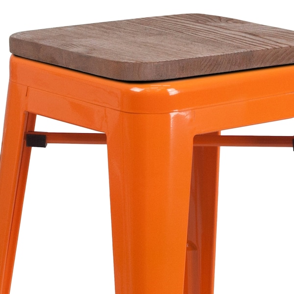 Flash Furniture Orange Metal Counter Stool, 24" - 4-CH-31320-24-OR-WD-GG