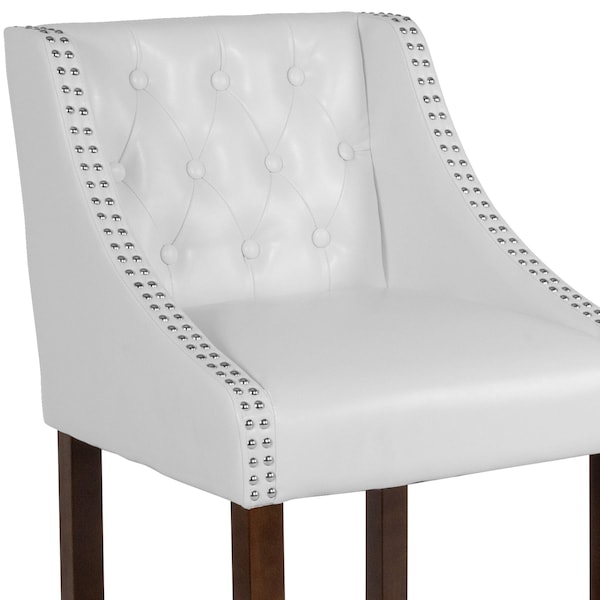 Flash Furniture White Leather/Wood Stool, 24" - 2-CH-182020-T-24-WH-GG