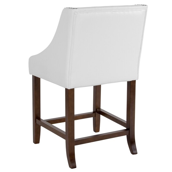 Flash Furniture White Leather/Wood Stool, 24" - 2-CH-182020-T-24-WH-GG