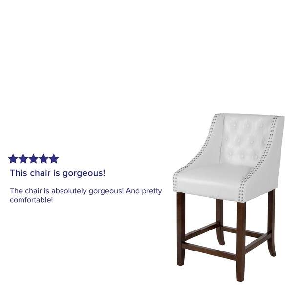 Flash Furniture White Leather/Wood Stool, 24" - 2-CH-182020-T-24-WH-GG