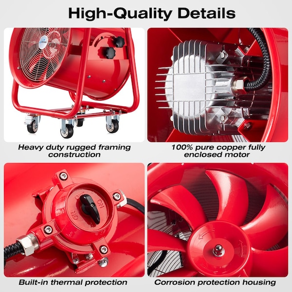 Iliving Red Explosion Proof 16 in. Ventilation Floor Fan, 1100-Watt, 4240 CFM - ILG8EF16EX