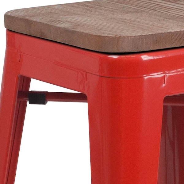 Flash Furniture Red Metal Counter Stool, 24" - 4-CH-31320-24-RED-WD-GG