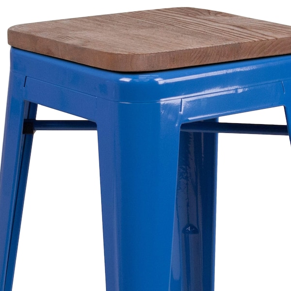 Flash Furniture Blue Metal Counter Stool, 24" - 4-CH-31320-24-BL-WD-GG